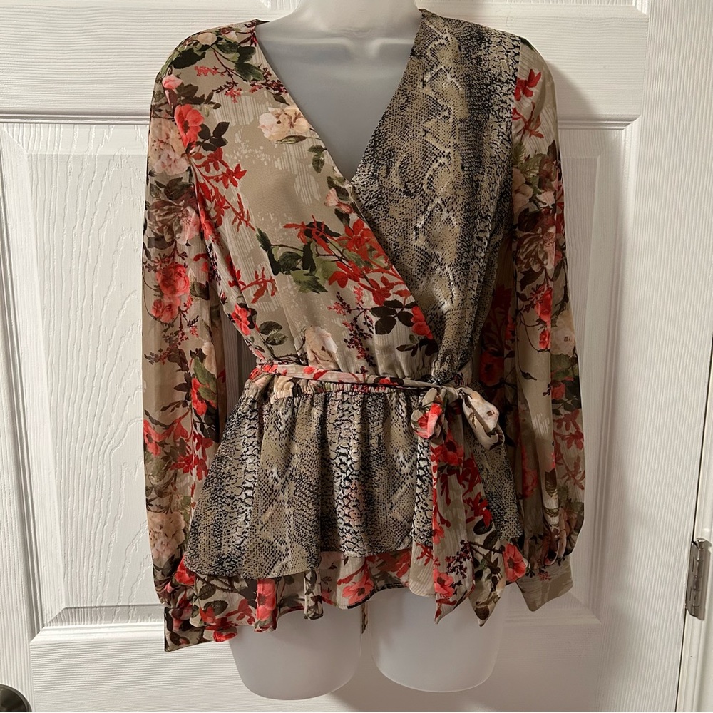 INC Floral Snakeskin Blouse